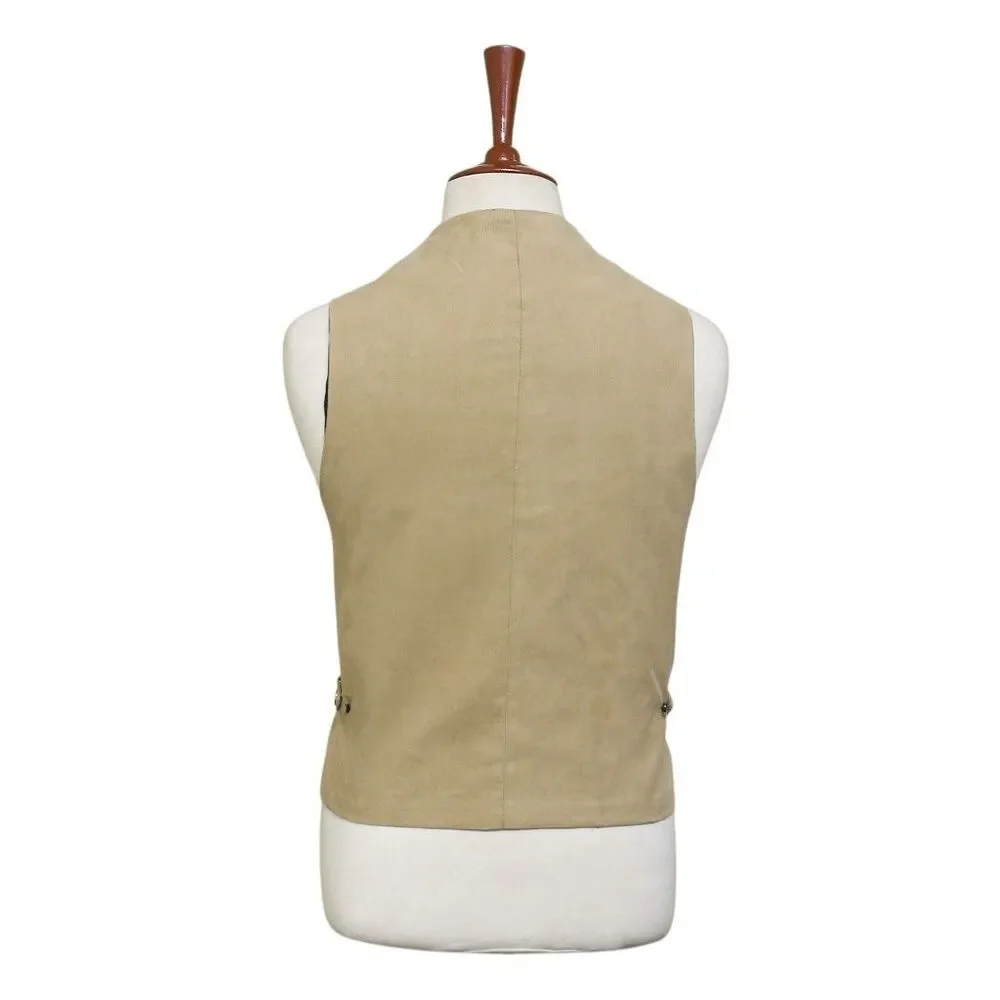 Mens Plaid Check Vest 44R Red Blue Beige Wool Waistcoat XL Western Casual Preppy